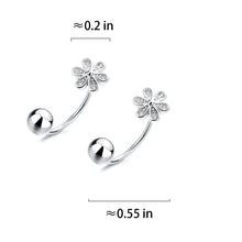Load image into Gallery viewer, SLUYNZ 925 Sterling Silver Daisy Earrings Cuff Ball Studs for Women Teens Flower Cartilage Earrings Helix Piercing Half Hoop Earrings
