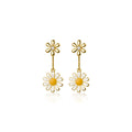 SLUYNZ 925 Sterling Silver Daisy Dangle Earrings for Women Girls Shiny CZ Earring Flower Drop Earring Stud