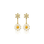 SLUYNZ 925 Sterling Silver Daisy Dangle Earrings for Women Girls Shiny CZ Earring Flower Drop Earring Stud