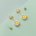 SLUYNZ 925 Sterling Silver Daisy Dangle Earrings for Women Girls Shiny CZ Earring Flower Drop Earring Stud