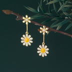 SLUYNZ 925 Sterling Silver Daisy Dangle Earrings for Women Girls Shiny CZ Earring Flower Drop Earring Stud