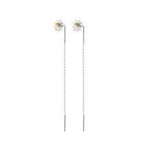 Load image into Gallery viewer, SLUYNZ 925 Sterling Silver Daisy Threader Earrings for Women Girls Flower Chain Earring Bar Tassel Earring Dangle
