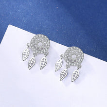 将图片加载到图库查看器，SLUYNZ 925 Sterling Silver Dream Catcher Earrings Drop for Women Teen Girls Feather Tassel Earring Studs
