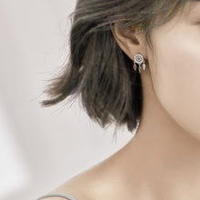 将图片加载到图库查看器，SLUYNZ 925 Sterling Silver Dream Catcher Earrings Drop for Women Teen Girls Feather Tassel Earring Studs
