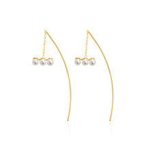 Load image into Gallery viewer, SLUYNZ 925 Sterling Silver Pearl Threader Earring Chain for Women Teen Girls Curve Dangle Earring Tassel Ear Line
