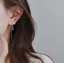 将图片加载到图库查看器，SLUYNZ 925 Sterling Silver Chain Dangle Earrings Threader for Women Girls Long Ear Line Dangle Earrings Tassel
