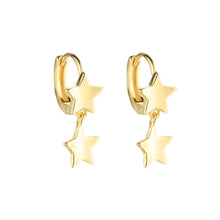 Load image into Gallery viewer, SLUYNZ 925 Sterling Silver Star Earrings Hoop for Womens Teens Girls Double Stars Drop Earrings Small Huggie Hoop Earrings Star Charms Earrings

