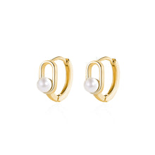 Load image into Gallery viewer, SLUYNZ 925 Sterling Silver Pearl Earring Hoop for Women Girls Safety Pin Huggie Hoop Earring Minimalist Bead Ball Earring
