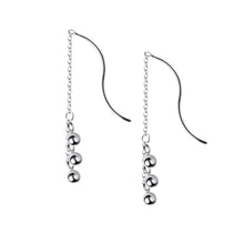 将图片加载到图库查看器，SLUYNZ 925 Sterling Silver Ball Earrings Dangle for Women Teen Girls Threader Earrings Chain Mini Balls Tassel Line Earrings Wave
