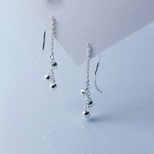 将图片加载到图库查看器，SLUYNZ 925 Sterling Silver Ball Earrings Dangle for Women Teen Girls Threader Earrings Chain Mini Balls Tassel Line Earrings Wave
