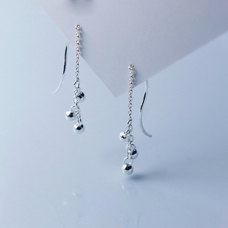 SILVER925 SLIDE BALL HOOK EARRINGS/シルバー Ball Stud Linked Hoop Chain Earring – J&CO Jewellery