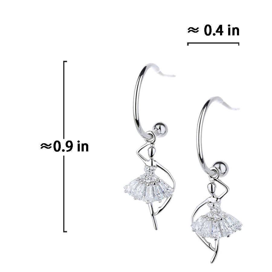 SLUYNZ 925 Sterling Silver Dancer Earrings Hoop for Women Teen Girls Ballet Huggie Hoop Earring Dancing Ballerina Stud Earrings