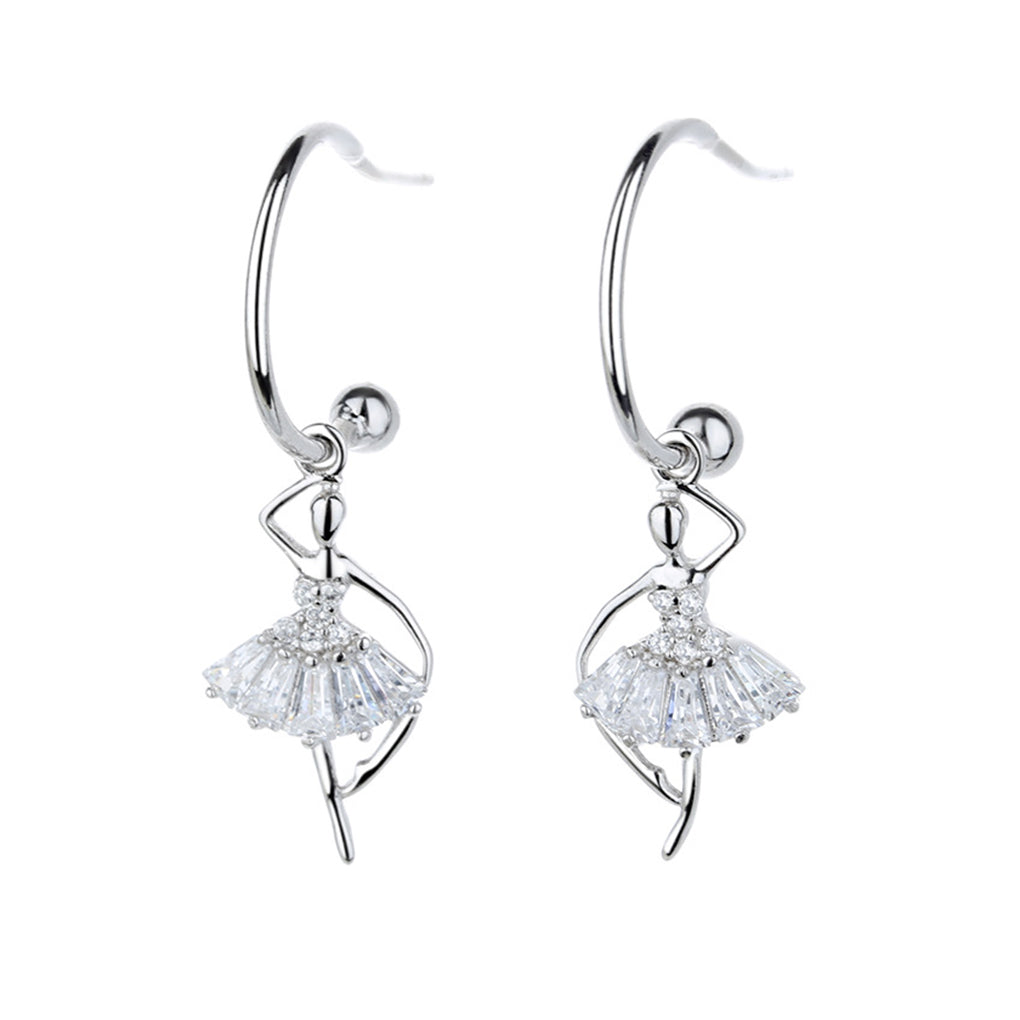 SLUYNZ 925 Sterling Silver Dancer Earrings Hoop for Women Teen Girls Ballet Huggie Hoop Earring Dancing Ballerina Stud Earrings