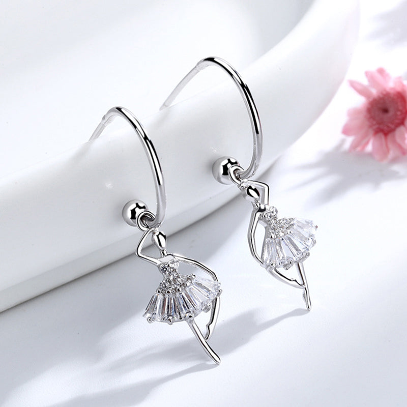 TATIANA☆925Silver☆Ballerina Ribbon Pearl EarJacket Earring Ballerina Earrings - St. Louis Dancewear