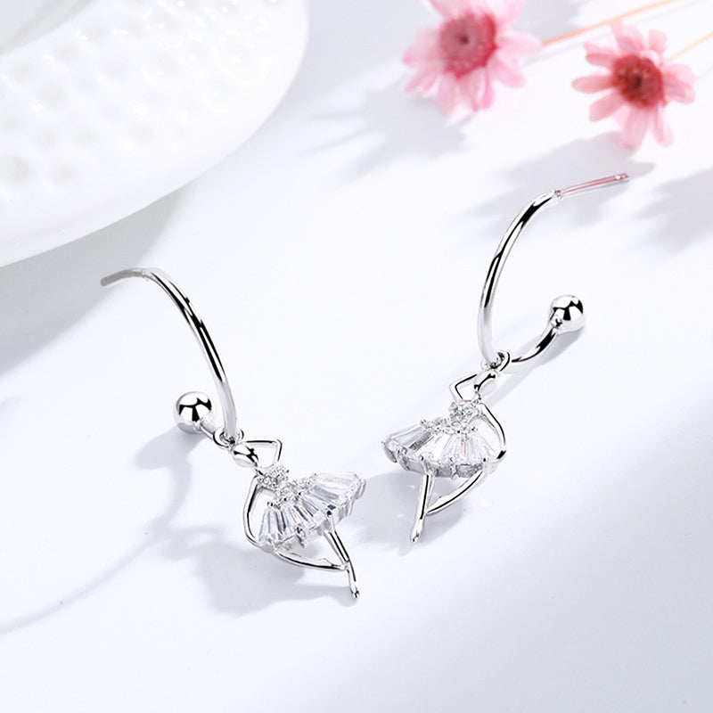 SLUYNZ 925 Sterling Silver Butterfly Hoop Earrings – Blue CZ, Hypoallergenic, Huggie Style – Gift Box Included
