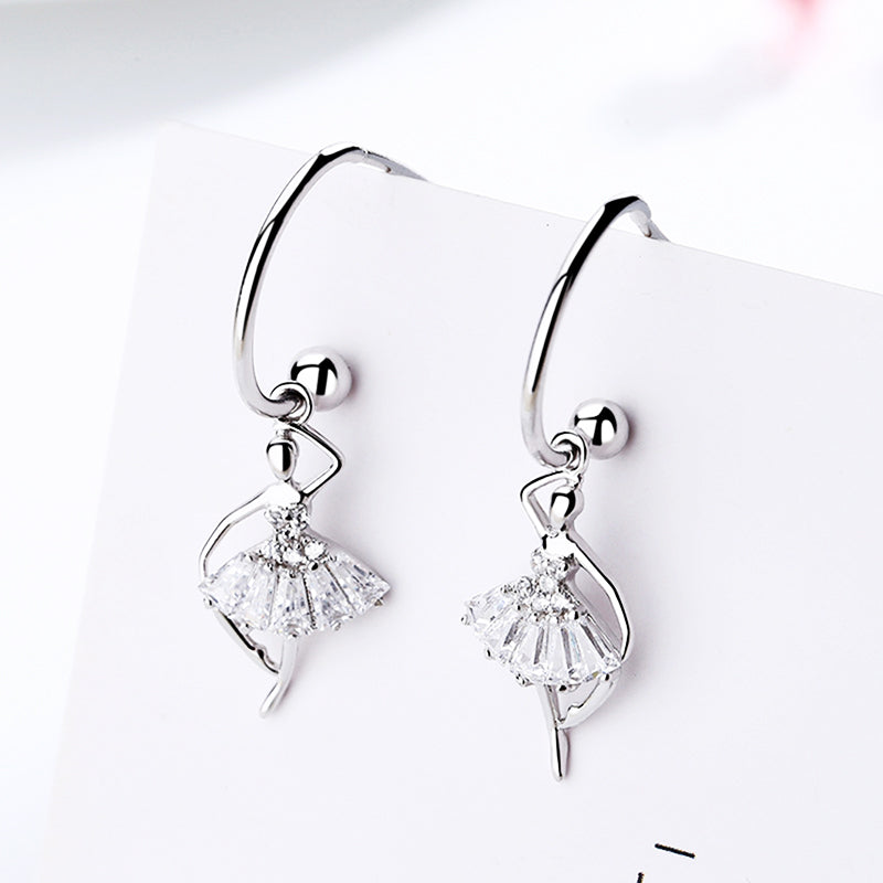 SLUYNZ 925 Sterling Silver Dancer Earrings Hoop for Women Teen Girls Ballet Huggie Hoop Earring Dancing Ballerina Stud Earrings