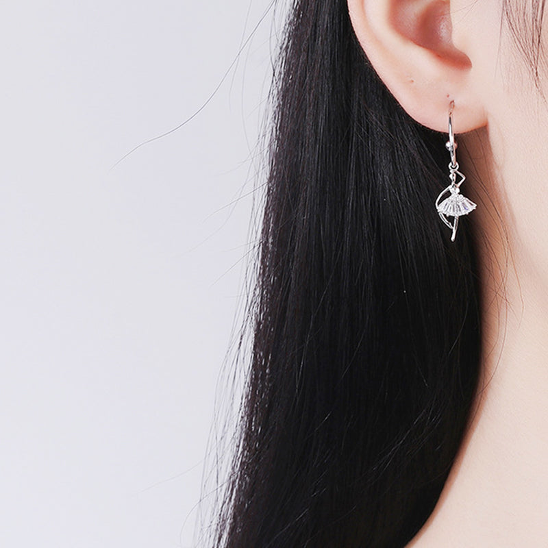 SLUYNZ 925 Sterling Silver Dancer Earrings Hoop for Women Teen Girls Ballet Huggie Hoop Earring Dancing Ballerina Stud Earrings