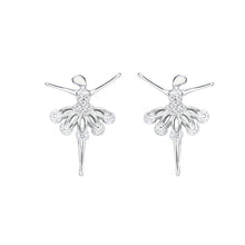 将图片加载到图库查看器，SLUYNZ 925 Sterling Silver Dancer Earrings Stud for Women Girls Ballet Earring Dancing Ballerina Earring Stud
