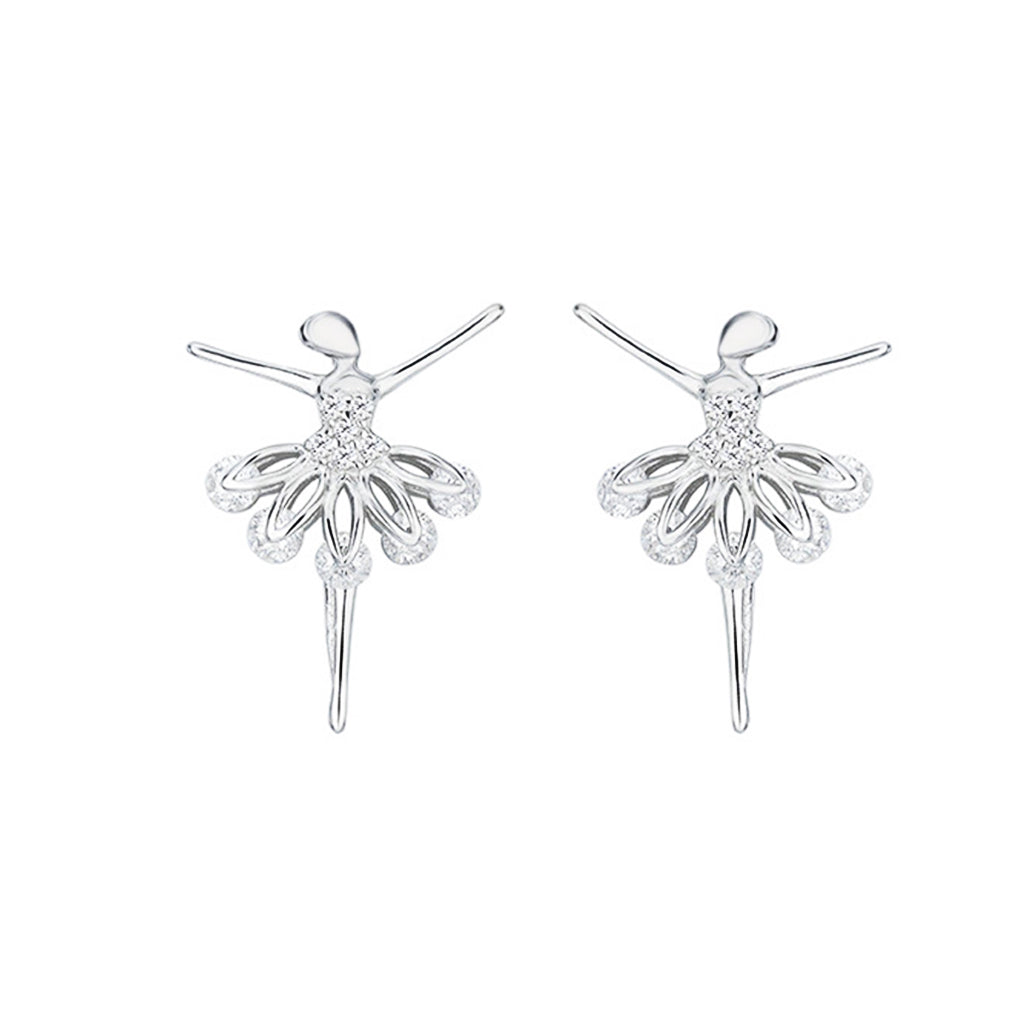 SLUYNZ 925 Sterling Silver Dancer Earrings Stud for Women Girls Ballet Earring Dancing Ballerina Earring Stud