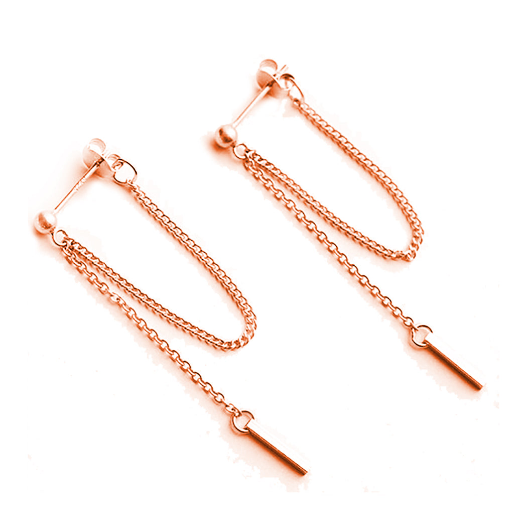 SLUYNZ 925 Sterling Silver Bar Dangle Earrings for Women Teen Girls Threader Earrings Chain