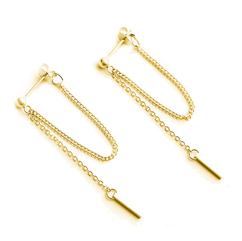 SLUYNZ 925 Sterling Silver Bar Dangle Earrings for Women Teen Girls Threader Earrings Chain