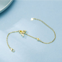 将图片加载到图库查看器，SLUYNZ Crystal Bee Bracelet for Women Teen Girls 925 Sterling Silver Cute Bee Link Bracelet
