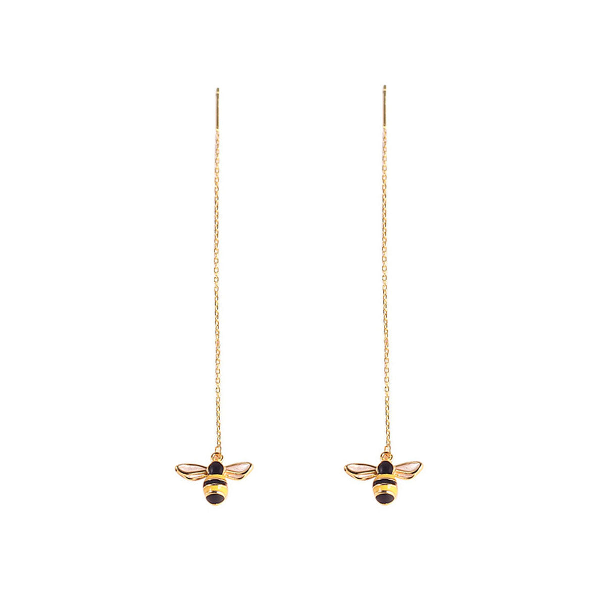 SLUYNZ 925 Sterling Silver Bumble Bee Dangle Earrings for Women Teen Girls Threader Earrings Chain
