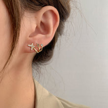 将图片加载到图库查看器，SLUYNZ 925 Sterling Silver Shiny Butterfly Cuff Earrings for Womens Teens CZ Wrap Earrings Pair Butterfly Climber Earrings Studs
