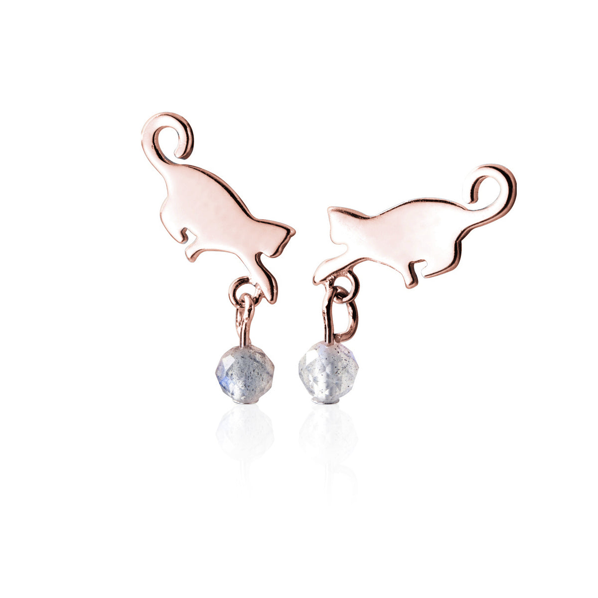 SLUYNZ 925 Sterling Silver Cat Drop Earrings Studs Shiny CZ Earrings for Women Teen Dog Drop Earrings Mini Pet Animal Studs