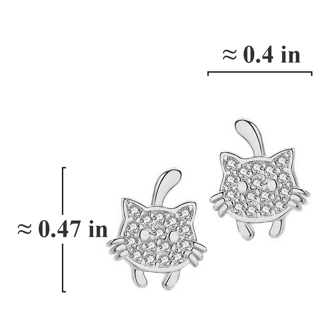 SLUYNZ 925 Sterling Silver Cat Earrings Stud for Women Teen Girls Pet Earring Mini Stud
