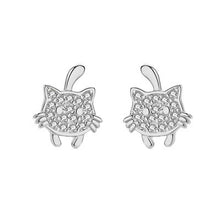 Load image into Gallery viewer, SLUYNZ 925 Sterling Silver Cat Earrings Stud for Women Teen Girls Pet Earring Mini Stud
