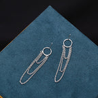 SLUYNZ 925 Sterling Silver Circle Earrings Dangle Tassel Chain for Women Fashion Dangle Earrings Chain