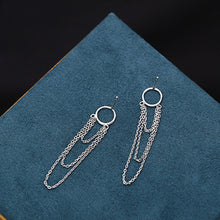 将图片加载到图库查看器，SLUYNZ 925 Sterling Silver Circle Earrings Dangle Tassel Chain for Women Fashion Dangle Earrings Chain
