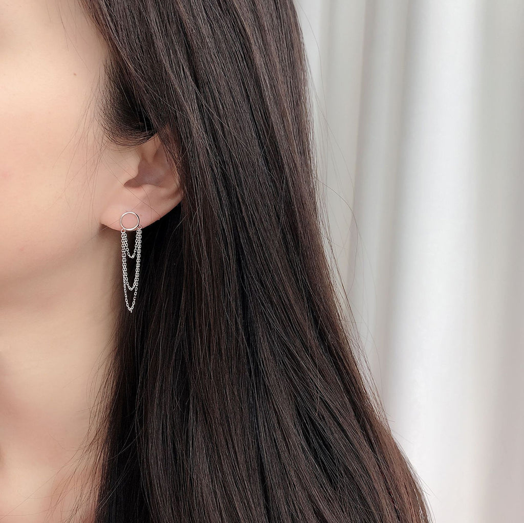 SLUYNZ 925 Sterling Silver Circle Earrings Dangle Tassel Chain for Women Fashion Dangle Earrings Chain