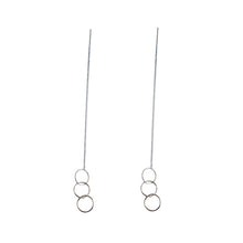 将图片加载到图库查看器，SLUYNZ 925 Sterling Silver Tri Circles Drop Dangle Earrings for Women Teen Girls Threader Earrings Chain Tassel Earrings
