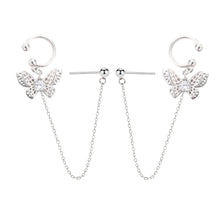 Load image into Gallery viewer, SLUYNZ 925 Sterling Silver Elegant Butterfly Cuff Earrings Chain for Women Teen Girls Butterfly Earrings Crawler Earrings Wrap
