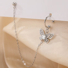 将图片加载到图库查看器，SLUYNZ 925 Sterling Silver Elegant Butterfly Cuff Earrings Chain for Women Teen Girls Butterfly Earrings Crawler Earrings Wrap
