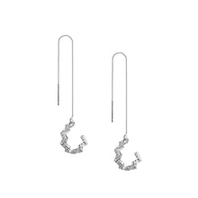 将图片加载到图库查看器，SLUYNZ 925 Sterling Silver Wave Cuff Earrings Wrap Tassel Earrings for Women Teen Girls Threader Earrings Chain
