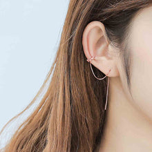 将图片加载到图库查看器，SLUYNZ 925 Sterling Silver Wave Cuff Earrings Wrap Tassel Earrings for Women Teen Girls Threader Earrings Chain

