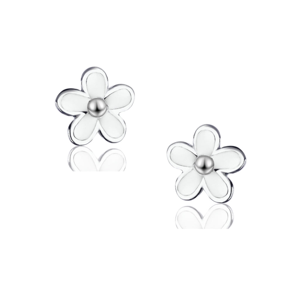 FarryDream 925 Sterling Silver Little Daisy Studs Earrings for Teen Girls Petite Flowers Earrings (white)