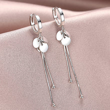 将图片加载到图库查看器，SLUYNZ 925 Sterling Silver Disc Dangle Earrings Hoop for Women Teen Girls Coin Hoop Earrings Tassel
