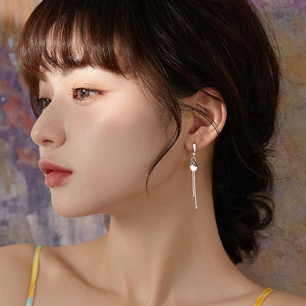 SLUYNZ 925 Sterling Silver Disc Dangle Earrings Hoop for Women Teen Girls Coin Hoop Earrings Tassel