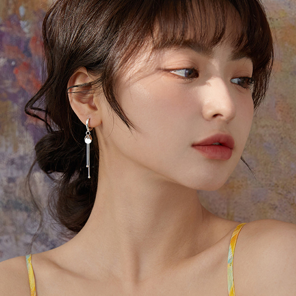 SLUYNZ 925 Sterling Silver Disc Dangle Earrings Hoop for Women Teen Girls Coin Hoop Earrings Tassel