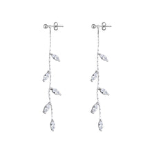 将图片加载到图库查看器，SLUYNZ New Arrival 925 Sterling Silver Droplet Threader Earrings Chain for Women Teen Girls Olive Leaves Dangle Earrings
