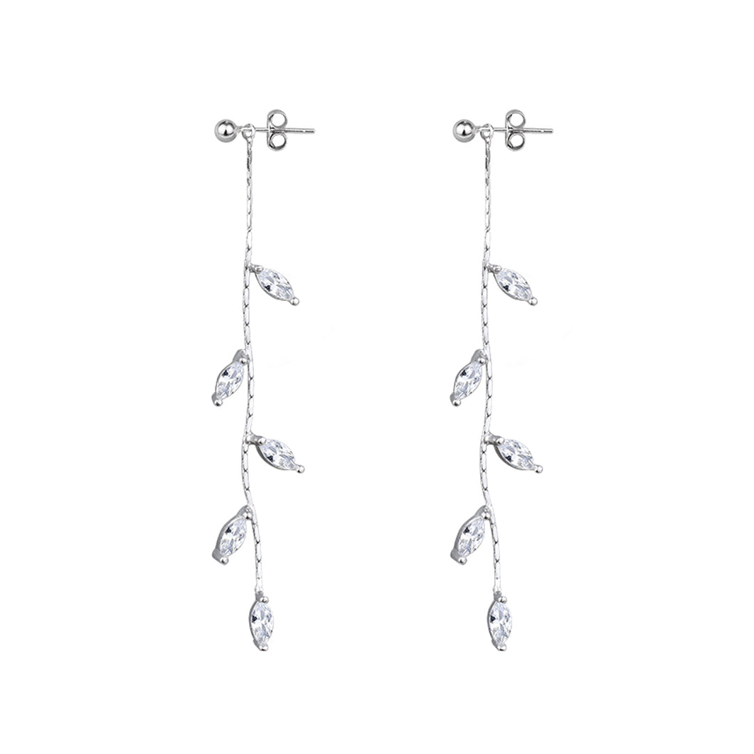 SLUYNZ New Arrival 925 Sterling Silver Droplet Threader Earrings Chain for Women Teen Girls Olive Leaves Dangle Earrings