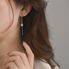 将图片加载到图库查看器，SLUYNZ 925 Sterling Silver Round Eye Dangle Earrings Chain for Women Teen Girls Evil Eye Threader Earrings
