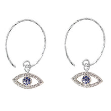将图片加载到图库查看器，FarryDream 925 Sterling Silver Evil Eye Dangle Earrings for Women Blue Eye Earrings
