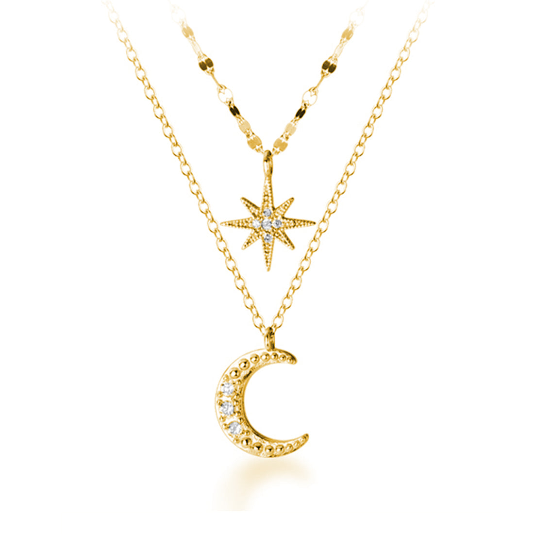 SLUYNZ 925 Sterling Silver Layered Necklace Chain Star Moon Choker Necklace for Women Teen Girls Layering Chain Choker