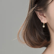 Load image into Gallery viewer, SLUYNZ 925 Sterling Silver Sparkling CZ Star Moon Hoop Earrings for Women Teen Girls Asymmetric Star Moon Drop Earrings

