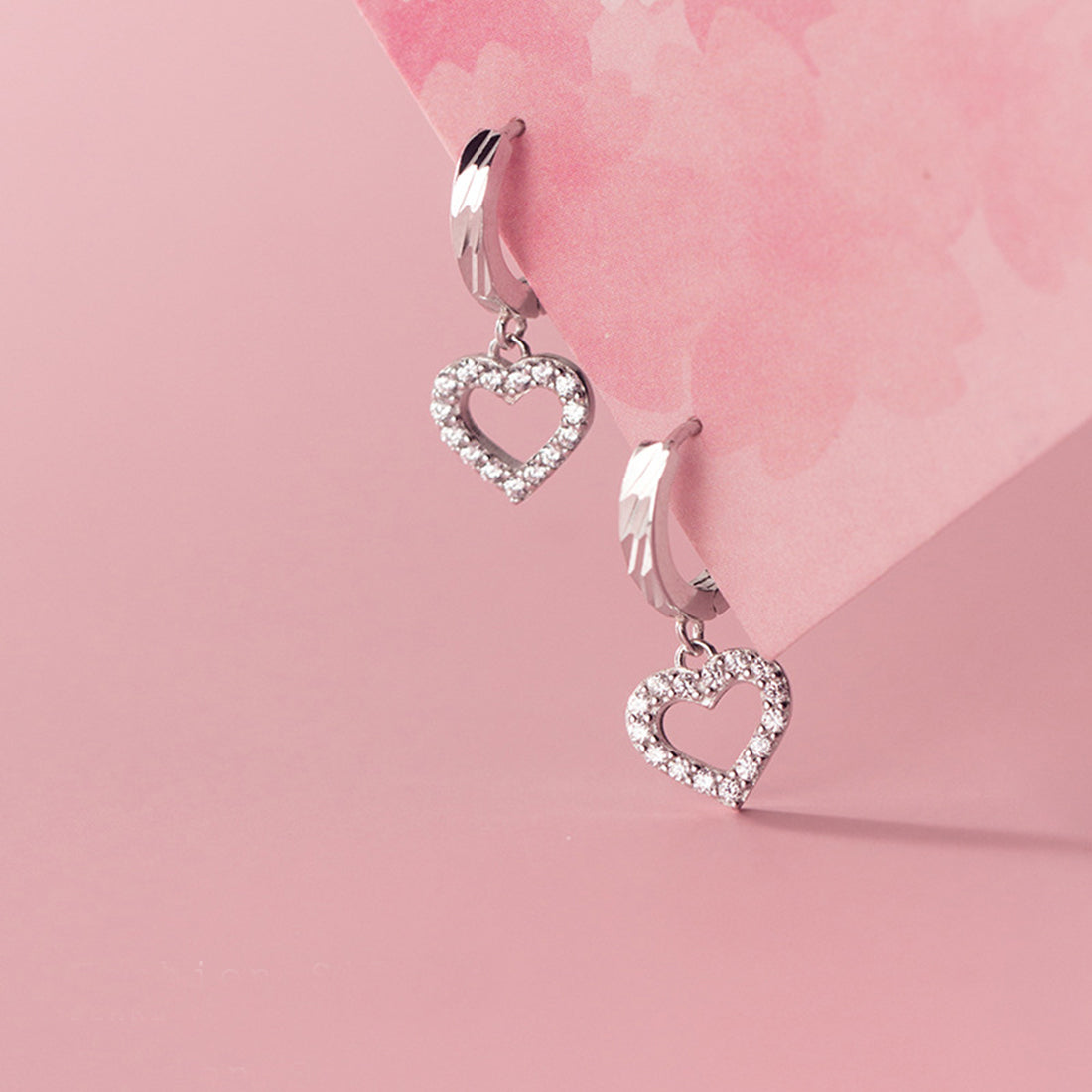 SLUYNZ 925 Sterling Silver Delicate CZ Heart Hoop Earrings for Women Teen Girls Sweet Love Heart Drop Earrings